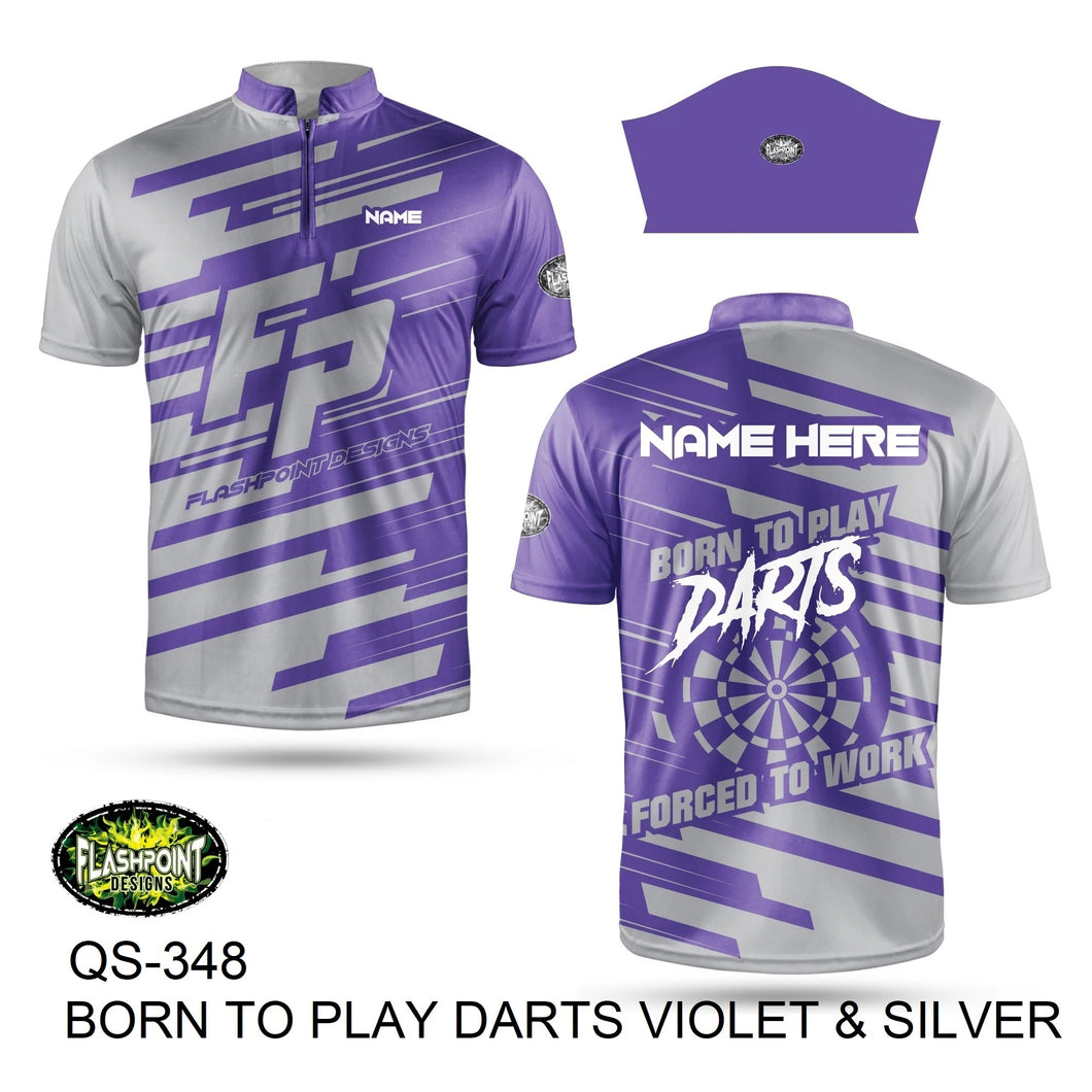 QS348 Born To Play Darts Violet & Silver - Personalized