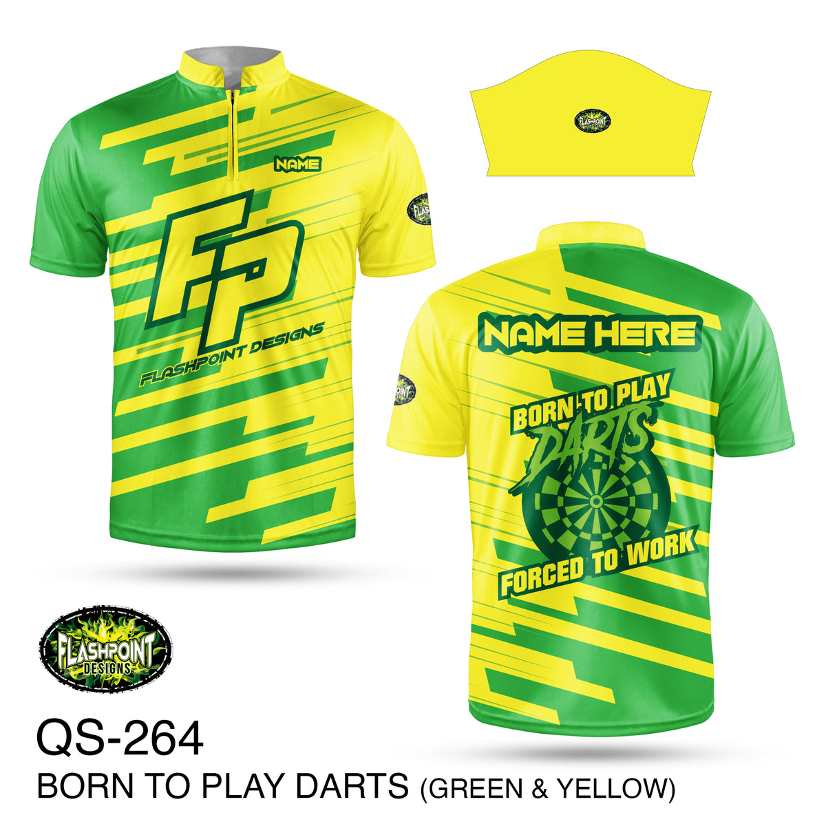 QS264 Born To Play Darts - Green & Yellow - Personalized – FLASHPOINT ...