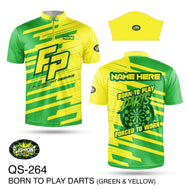 QS264 Born To Play Darts - Green & Yellow - Personalized