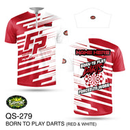 QS279 Born To Play Darts - Red & White - Personalized