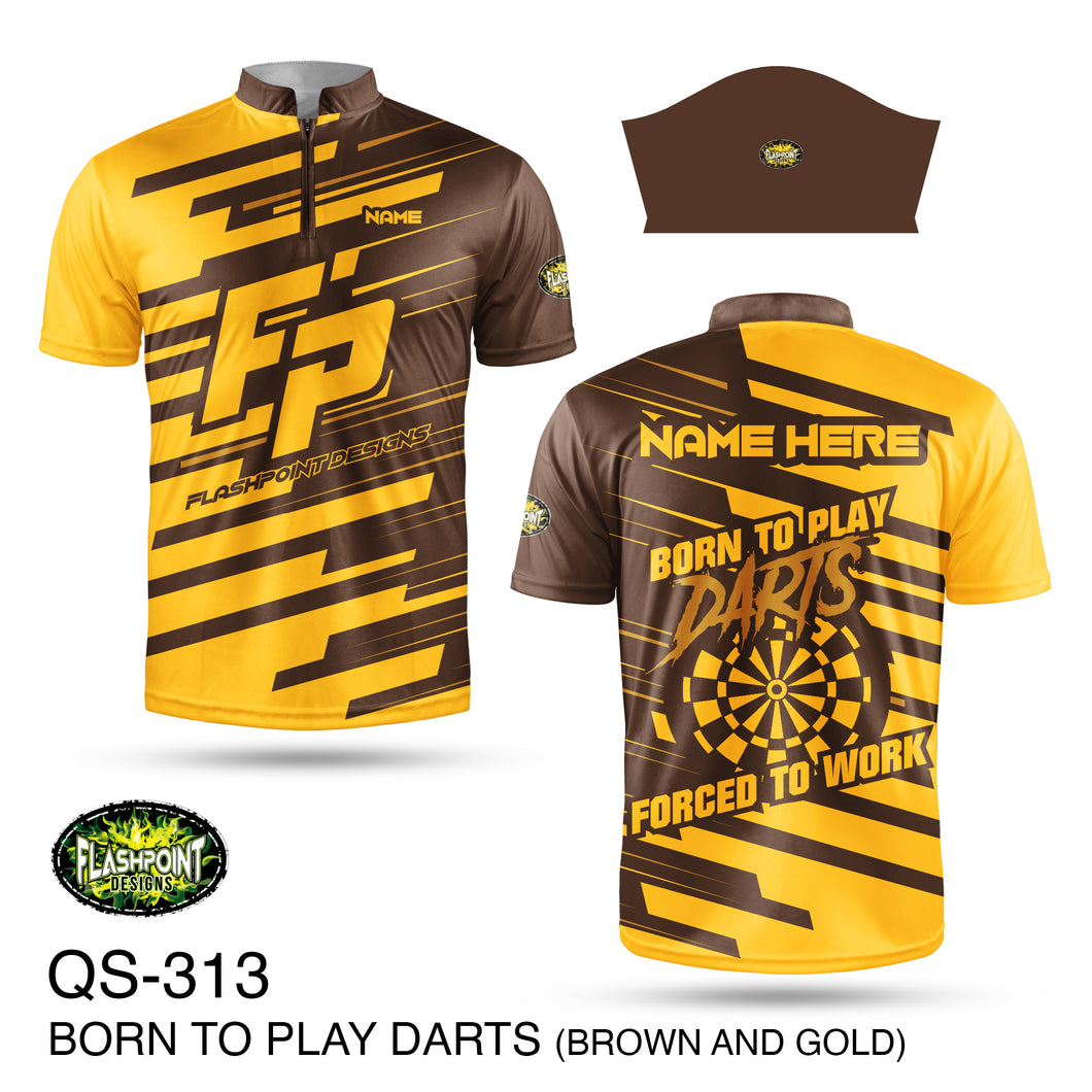Born To Play Darts - Brown & Gold - Personalized