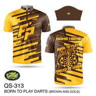 QS313 Born To Play Darts - Brown & Gold - Personalized