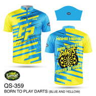 QS359 Born To Play Darts - Blue & Yellow - Personalized
