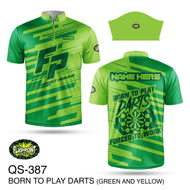 QS387 Born To Play Darts - Green & Lime - Personalized