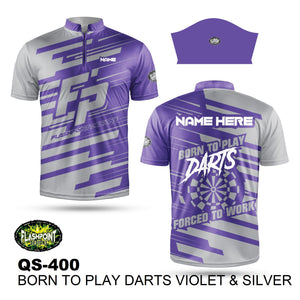 QS400 Born To Play Darts Violet & Silver - Personalized
