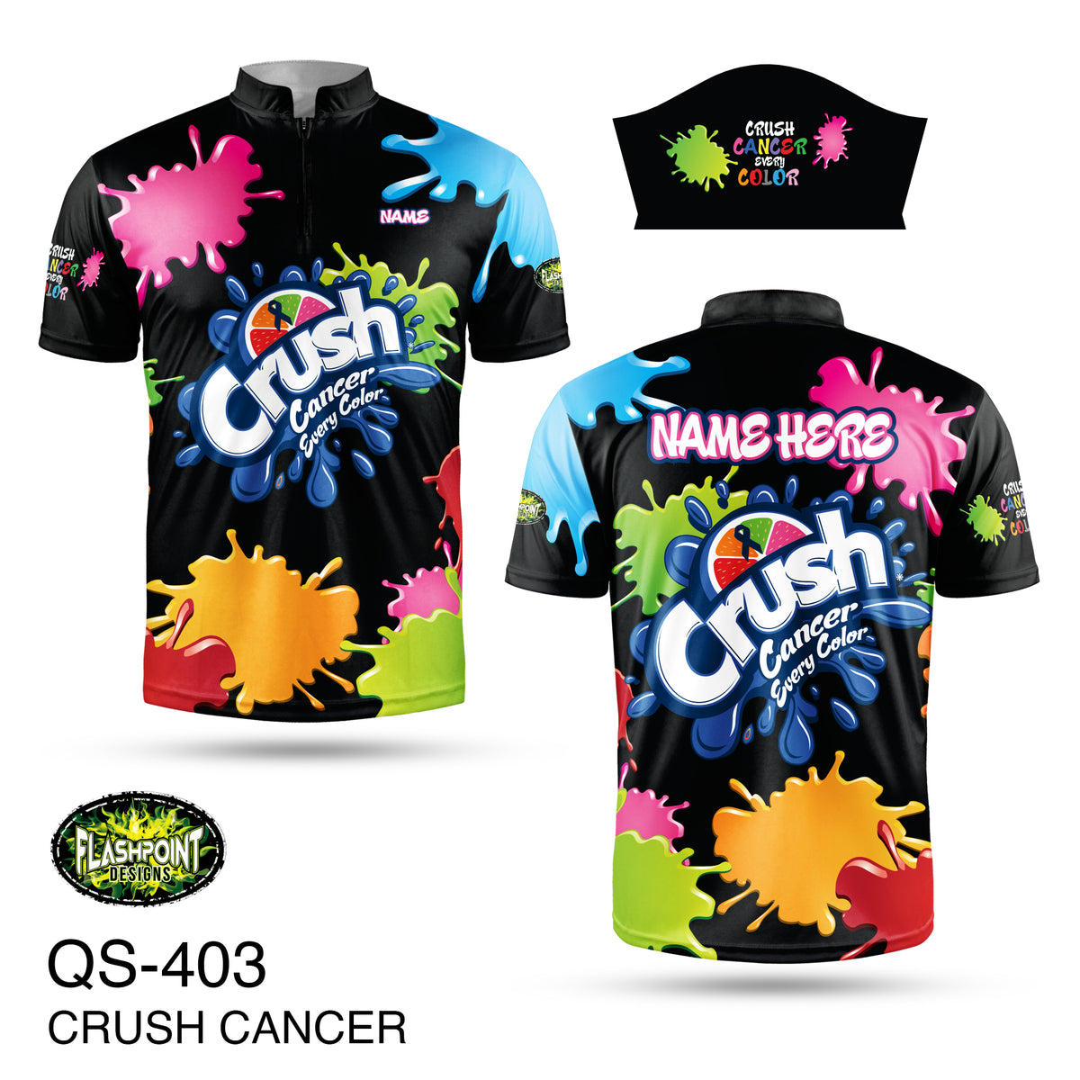 QS403 Crush Cancer - Personalized Jersey – FLASHPOINT DESIGNS