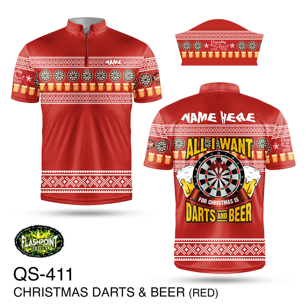 QS411 Christmas Darts & Beer Red - Personalized