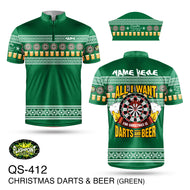QS412 Christmas Darts & Beer Green - Personalized