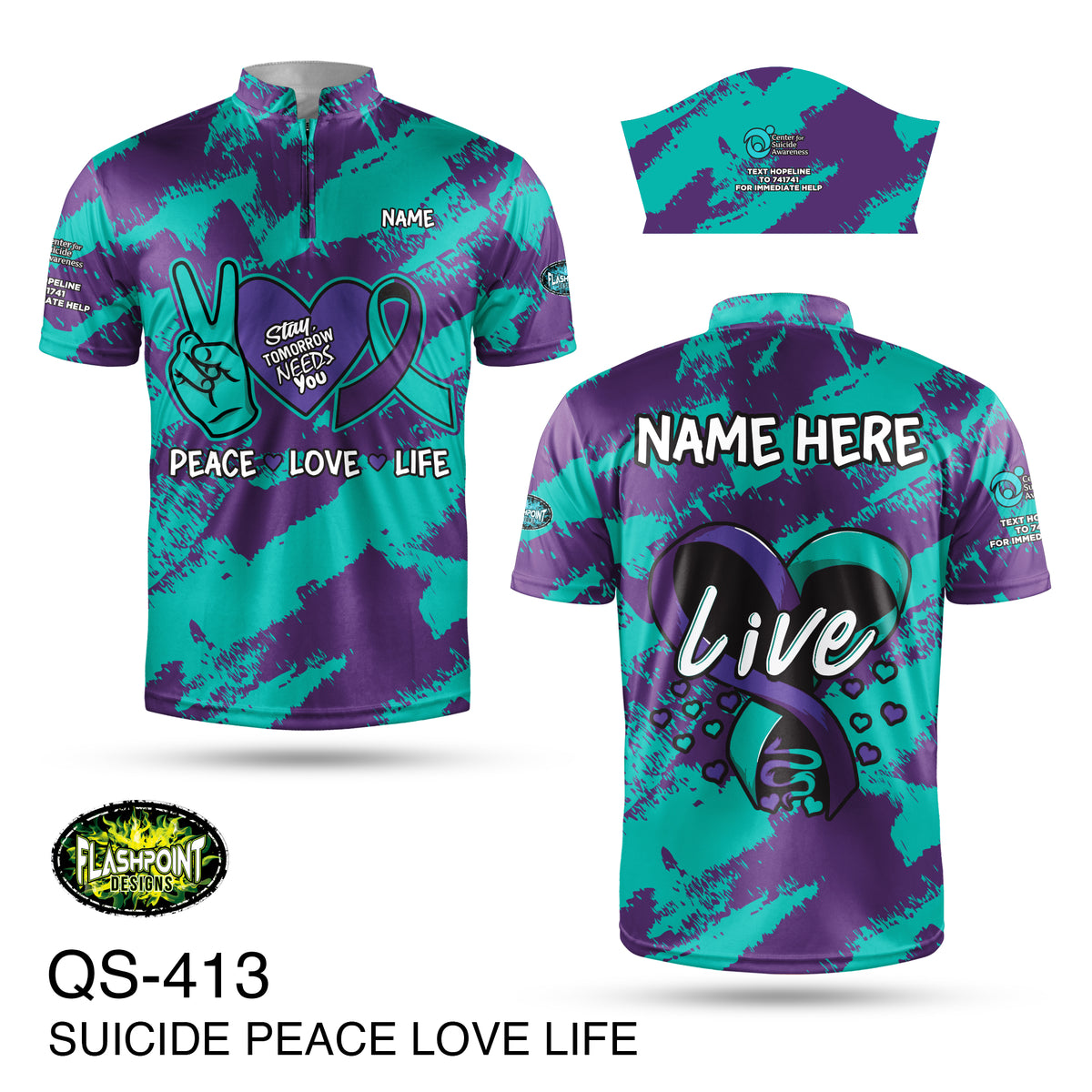 QS413 - Suicide Awareness - Peace-Love-Life - Personalized – FLASHPOINT ...