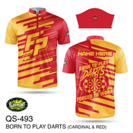 QS493 Born To Play Darts - Cardinal & Gold - Personalized