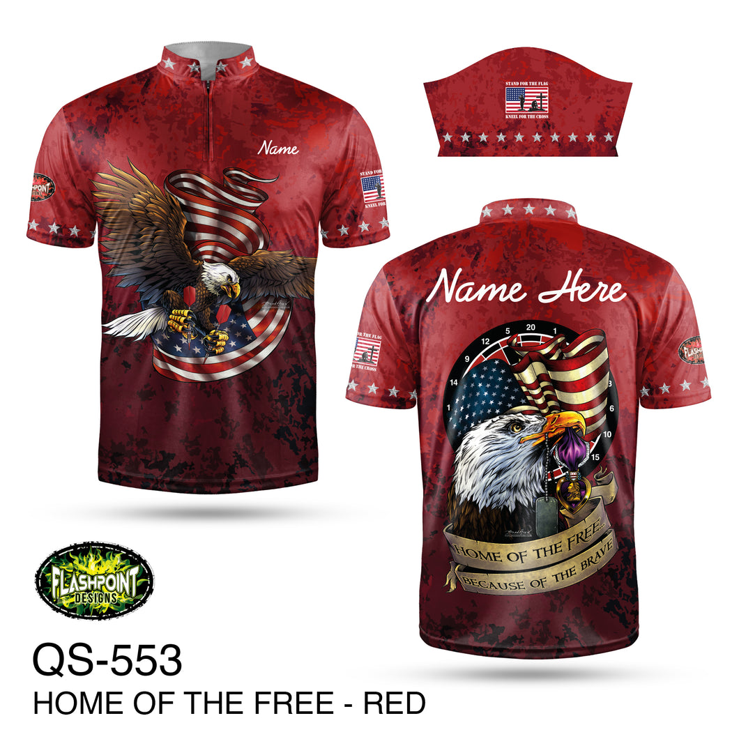 QS553 Home of the Free - Red - Darts -  Personalized