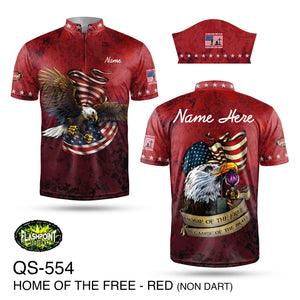 QS554 Home of the Free - Red - Non Dart - Personalized