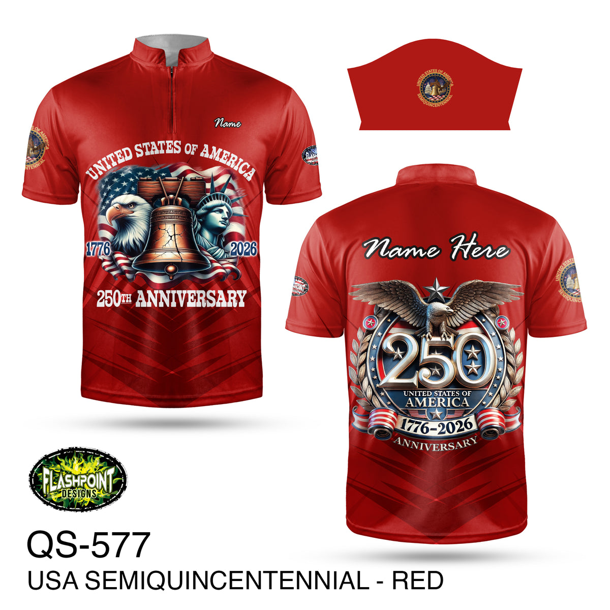 QS577 USA Semiquincentennial Anniversary Red - Personalized ...