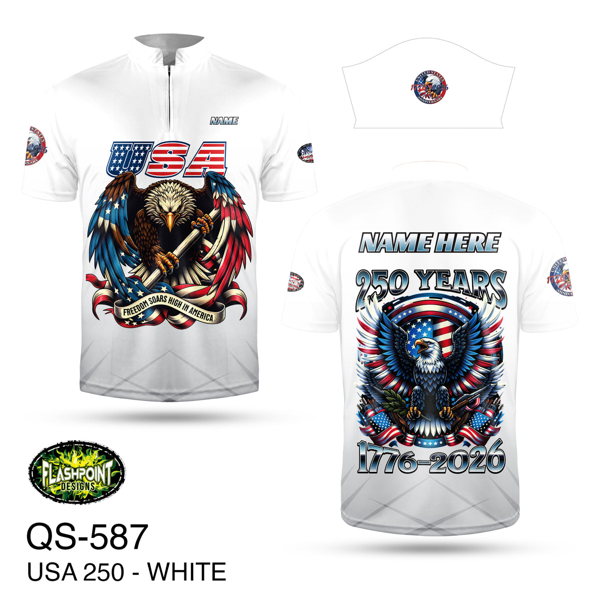 QS587 USA 250th Anniversary White Personalized – FLASHPOINT DESIGNS
