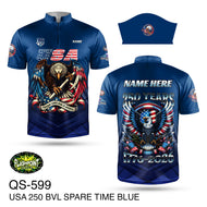 QS599 USA 250 Blue  - BVL with Spare time logo - Free Shipping & Free Pesonalization