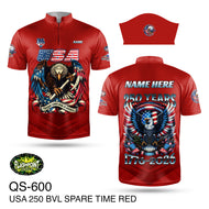QS600 USA 250 Red - BVL with Spare time logo - Free Shipping & Free Pesonalization (Copy)