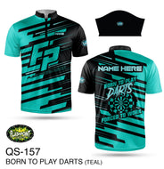QS157 Born to Play Darts - Teal - Personalized