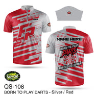 QS108 Born to Play Darts - Silver/Red