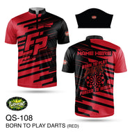 QS108 Born to Play Darts - Red - Personalized