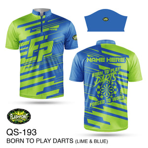 Born to Play Darts - Lime & Blue - Personalized