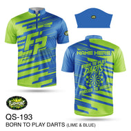 QS193 Born to Play Darts - Lime & Blue - Personalized