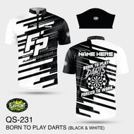 QS231 Born To Play Darts Black & White - Personalized