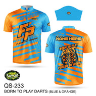 QS233 Born To Play Darts - Blue & Orange - Personalized